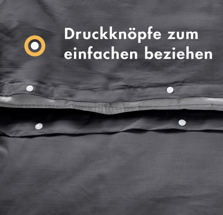 Sleeptime 100% Baumwolle Bettwäsche 240cm x 220cm Anthrazit - weich & bügelfrei Bettbezüge mit Druck