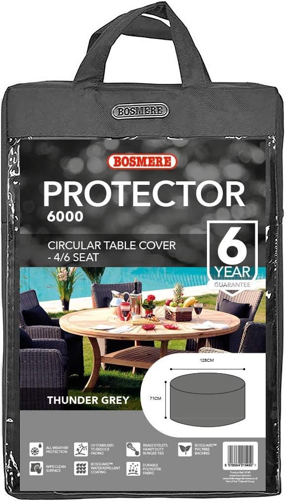 Bosmere U545 brandneue Thunder Grey 4-6 Sitz Rundschreiben Tisch Abdeckhaube, grau Grau (D 128cm H 7