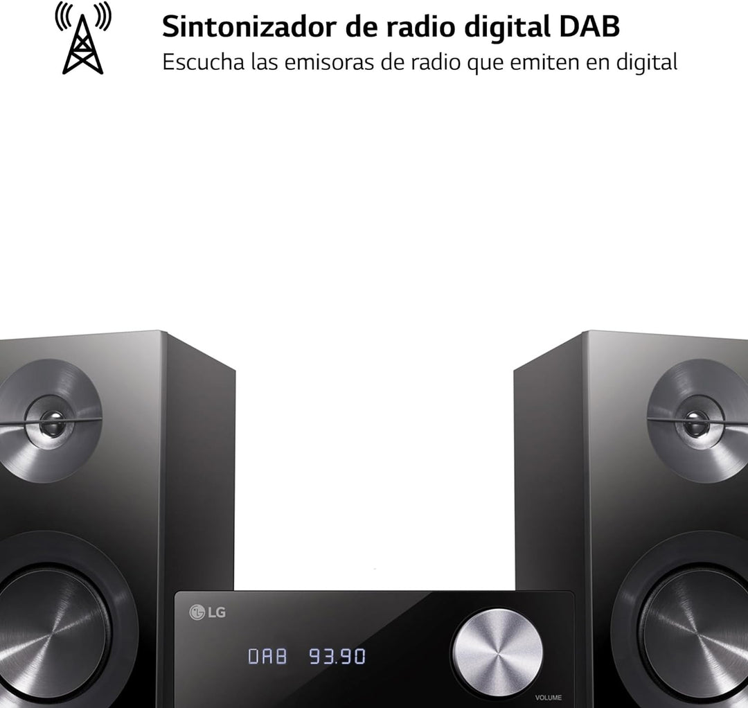 LG Electronics CM2460DAB Mini Hifi-Anlage mit Digital Radio, mit USB, Schwarz Single, Single