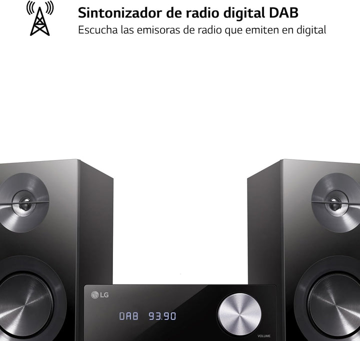 LG Electronics CM2460DAB Mini Hifi-Anlage mit Digital Radio, mit USB, Schwarz Single, Single