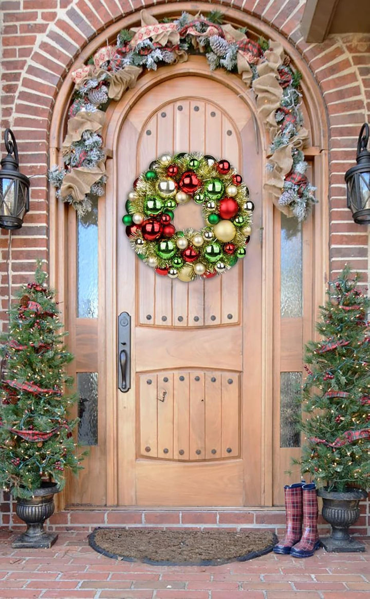 13 Zoll/33cm Weihnachtskranz, Türkranz, Weihnachtlicher Weihnachtskranz Outdoor, Weihnachtsdeko Indo