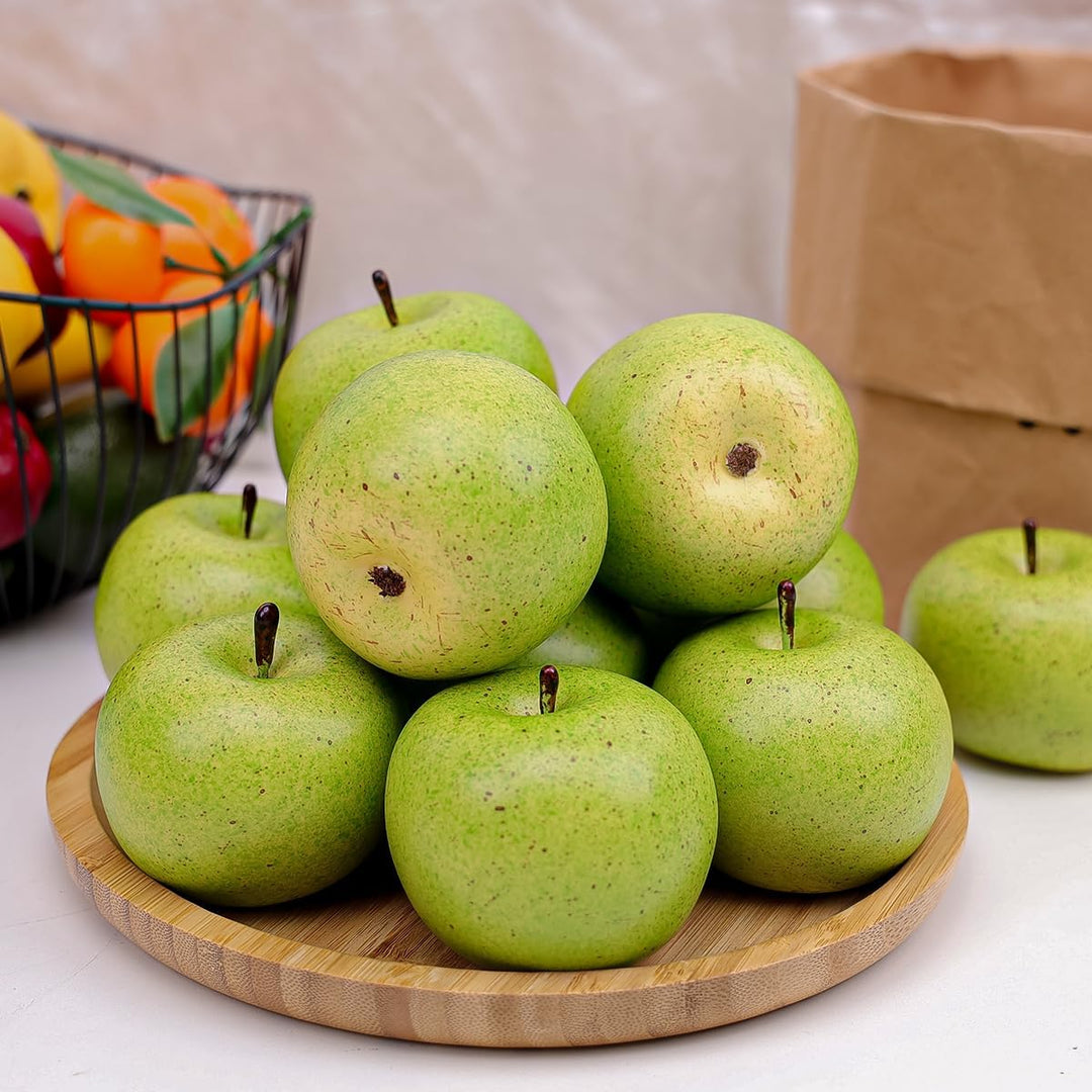 Gresorth 6 Stück Lebensechte Künstliche Grün Apfel Faux Gefälschte Apfels Früchte Obst Party Festiva
