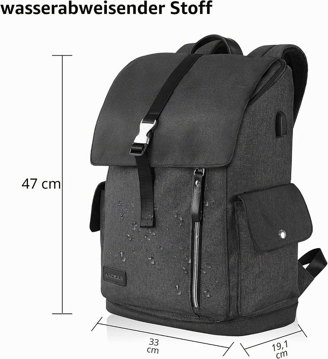 KROSER Laptop Rucksack 17,3 Zoll Damen Herren Schultasche Tagesrucksack Wasserabweisend Grosse Gepäc