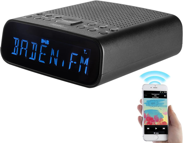 auvisio UKW-Radiowecker: DAB+-Radiowecker, grosses VA-Display, BT, 2 Weckzeiten, USB-Ladeport (Radio