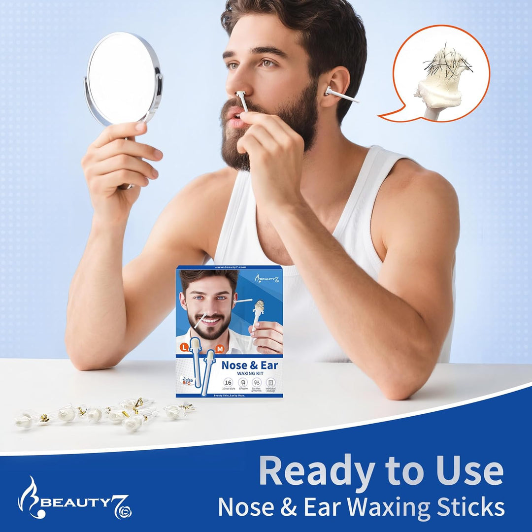 Beauty7 16 gebrauchsfertige Wachsstäbchen Nasen- und Ohrenhaarentfernung Schmerzfrei Nasenwachs Nase