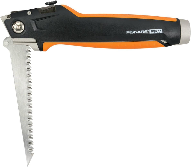 Fiskars Universal-Trockenbaumesser, Länge 18,5 cm, Rostfreier Stahl/Kunststoff, Schwarz/Orange, Carb