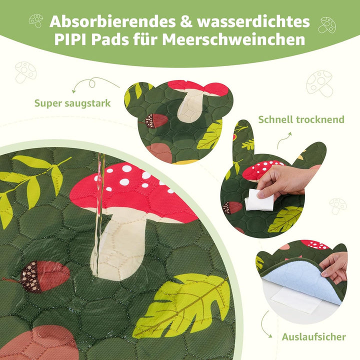 PICK FOR LIFE 2 Stück Pipipads Meerschweinchen waschbar, 60x45 cm 4-lagig saugfähige auslaufsichere
