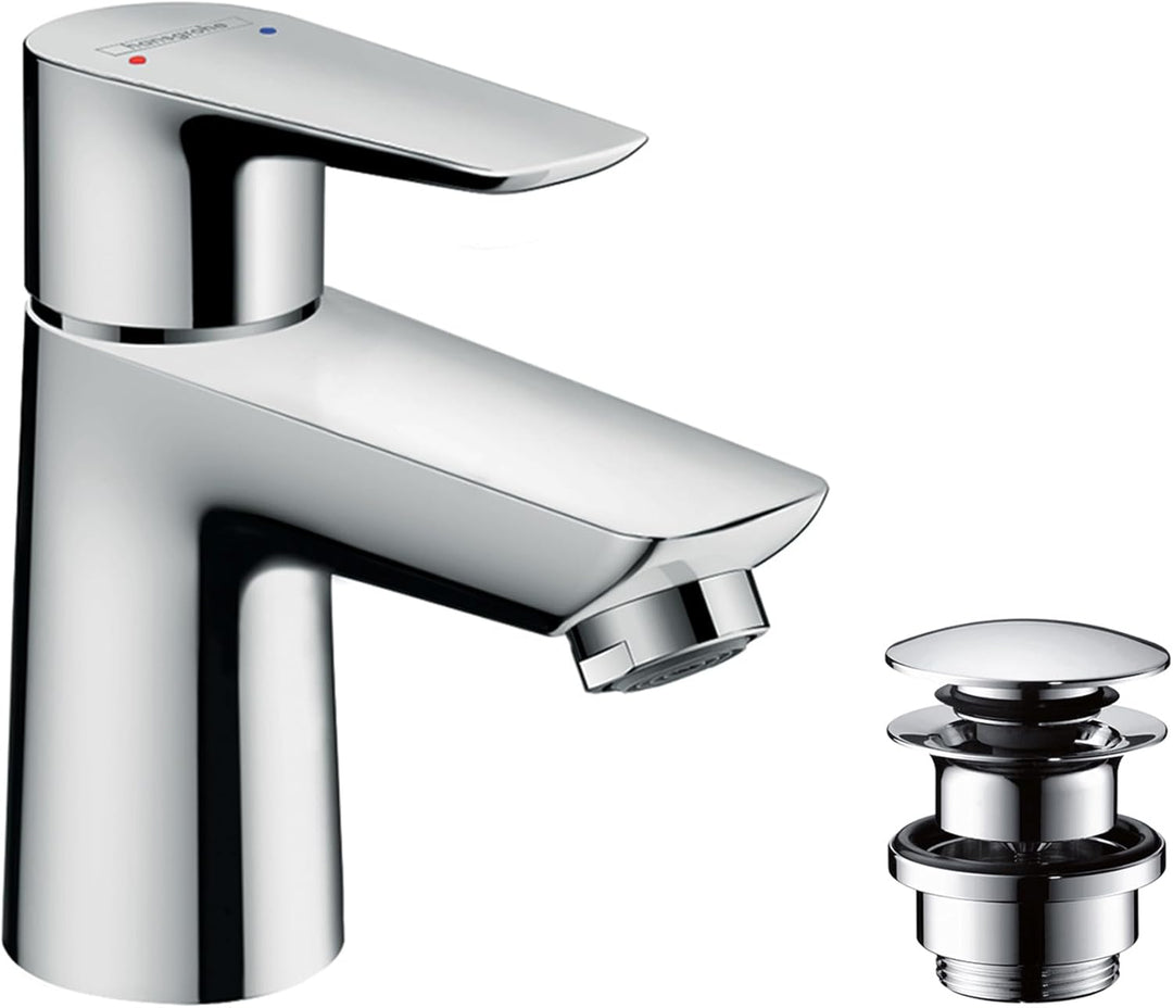 hansgrohe Wasserhahn Talis E (Armatur mit Auslauf Höhe 80mm und Push-Open Ablaufgarnitur) Chrom Chro