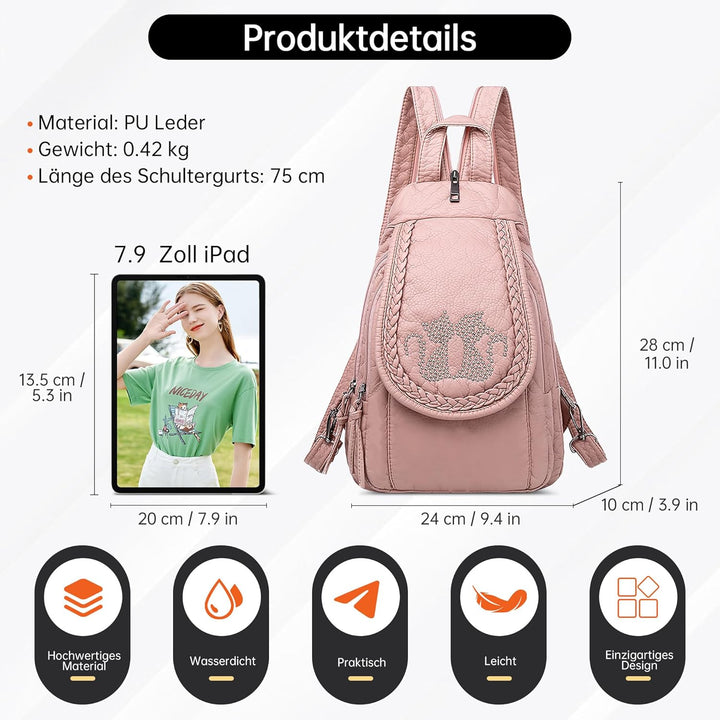 DIRRONA Rucksack Damen Beiläufig Kleine Brusttasche für Damen Multifunktionale Reise Wasserdicht Sch