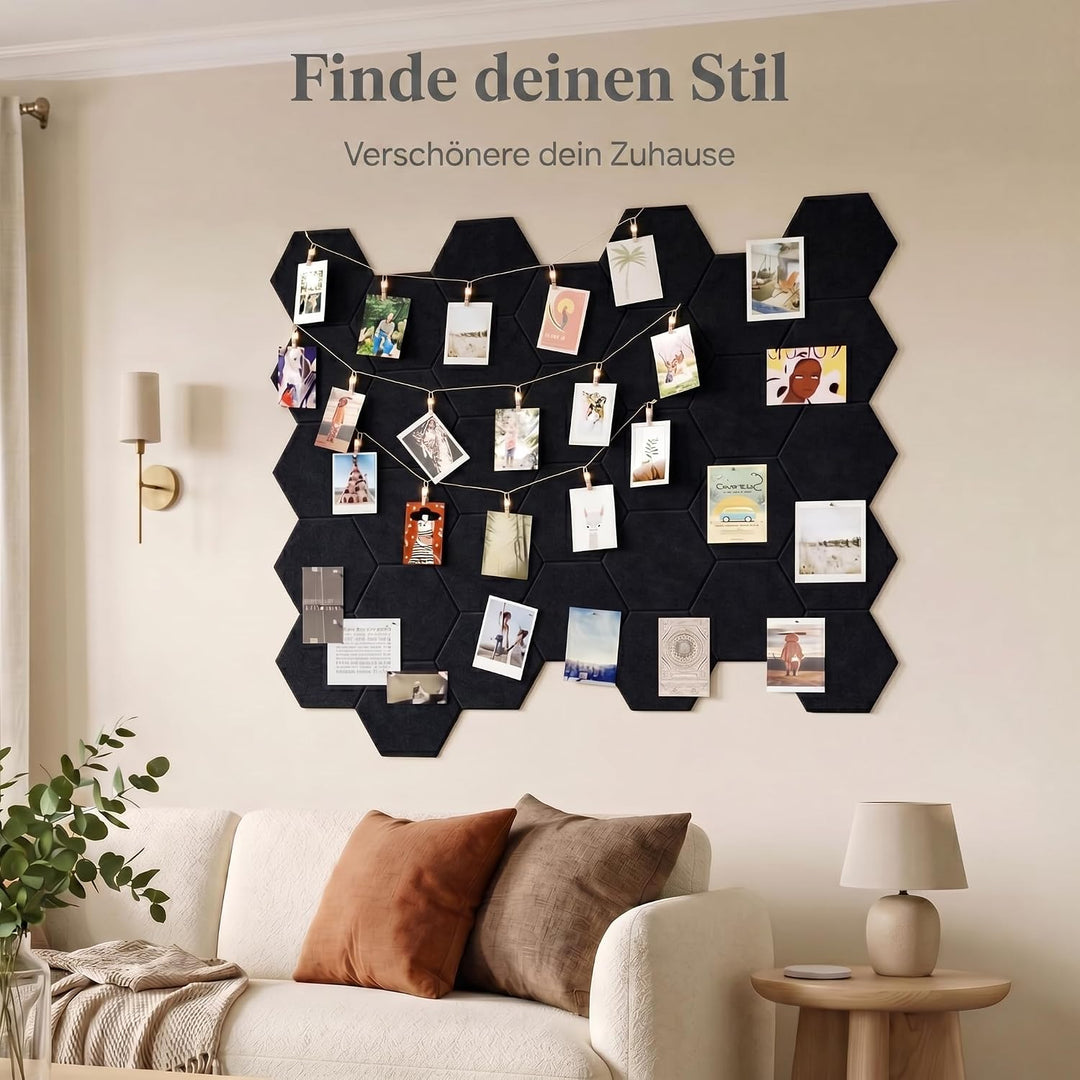 12 Stück Hexagon Akustikplatten Selbstklebend, 30 x 26 x 0,9 cm Hohe Dichte Akustikpaneele, Schallsc