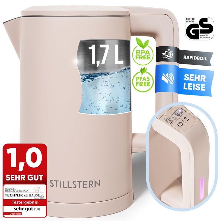Stillstern Wasserkocher mit Temperatureinstellung [1,7L | 40-55-70-85-100°C], 12 Std. Warmhalten, Pr