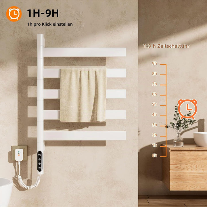 Handtuchheizkörper 180° Drehung Elektrisch Handtuchwärmer Handtuchtrockner 450×680mm 120W Weiss Elek