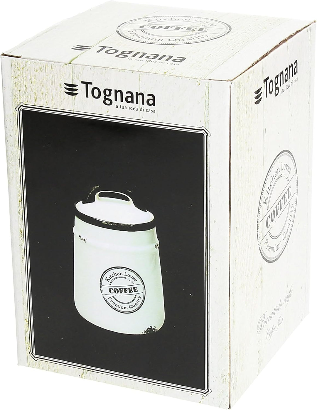 Tognana Urban Chic Kaffeedose 12 cm, Steinzeug, Weiss, 12,5 x 12,5 x 17,5 cm