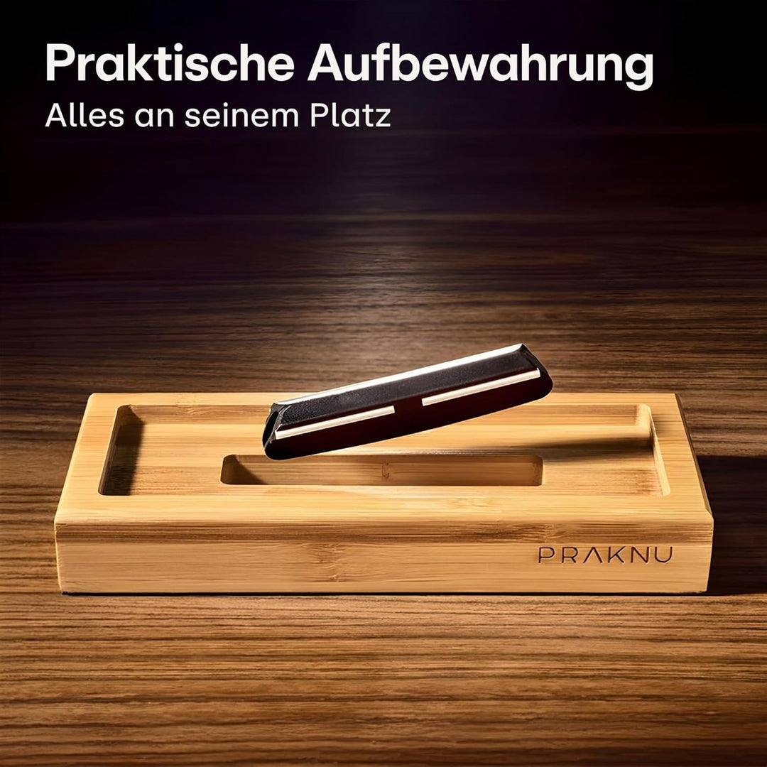 Schleifstein Messerschärfer 1000/6000 - Wetzstein für Messer mit rutschfestem Silikon und FSC® Bambu