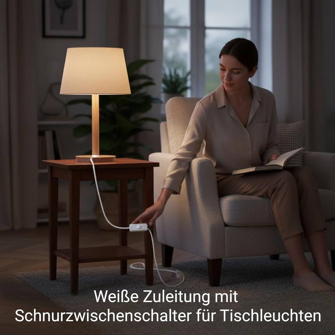Zuleitung mit Stecker und Schalter 3 Meter Weiss Anschlusskabel Netzkabel Stromkabel mit Schnurzwisc