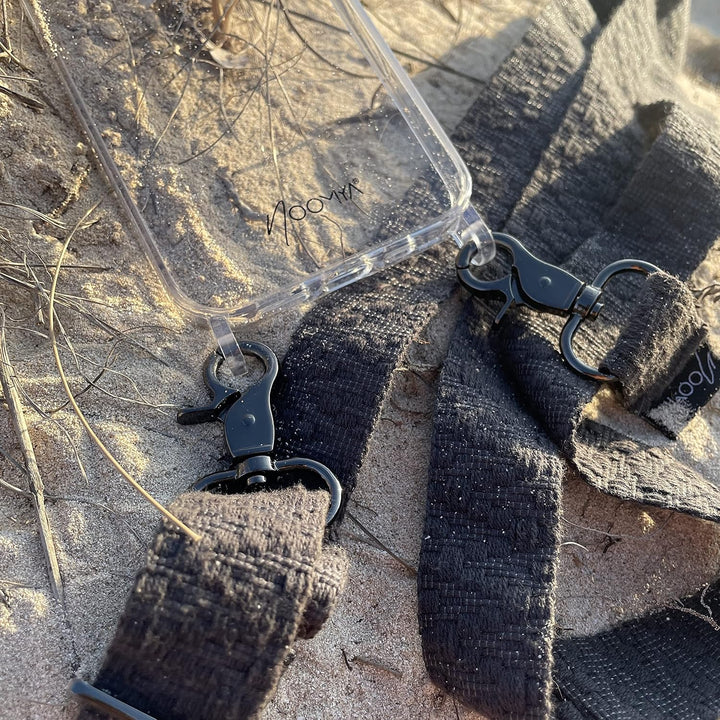 NOOMYA® Premium Fashion Handykette | Set Handyhülle iPhone 14 Pro MAX & Handyband Phantom Grey | Han