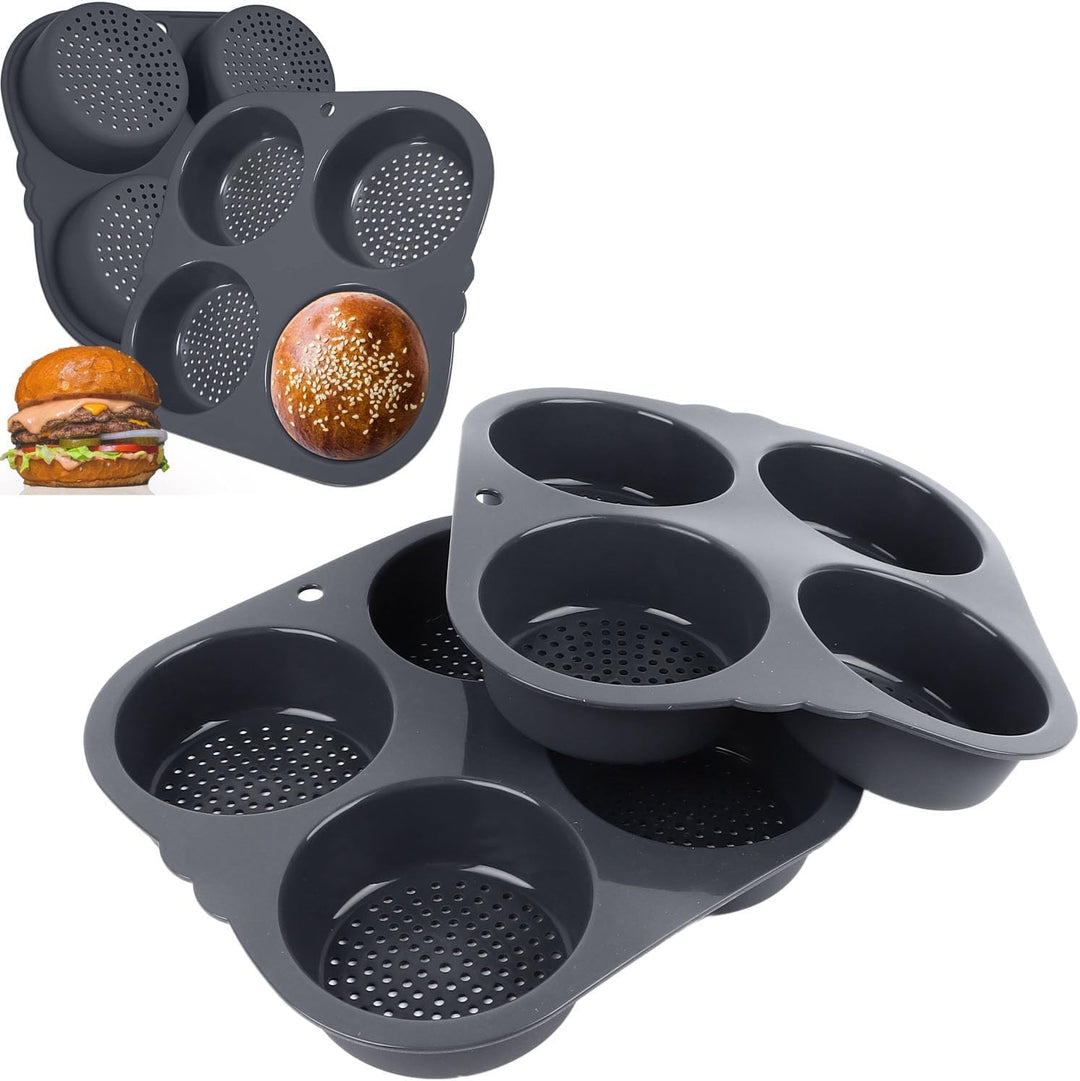 Perforierte Hamburger-Brötchenform aus Silikon, 10,2 Cm, 2 Stück, Hamburger-Brötchenform, Kastenform