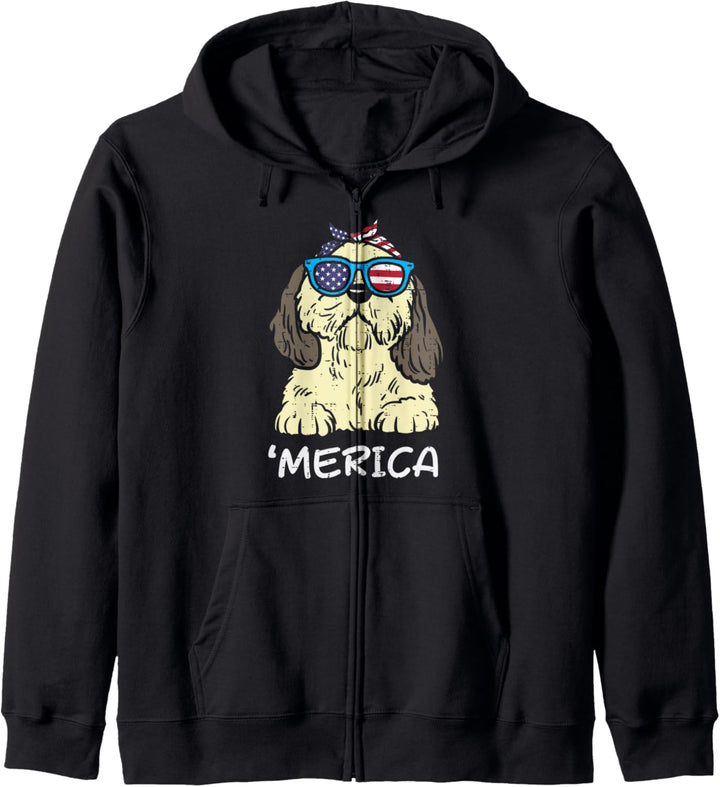 Merica Shih Tzu American USA 4th Of July Fourth Dog Women Kapuzenjacke