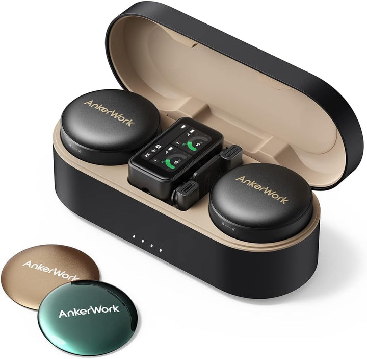 AnkerWork M650 Kabelloses Lavalier Mikrofon, Professionelle Geräuschunterdrückung, Magnetisches Cove