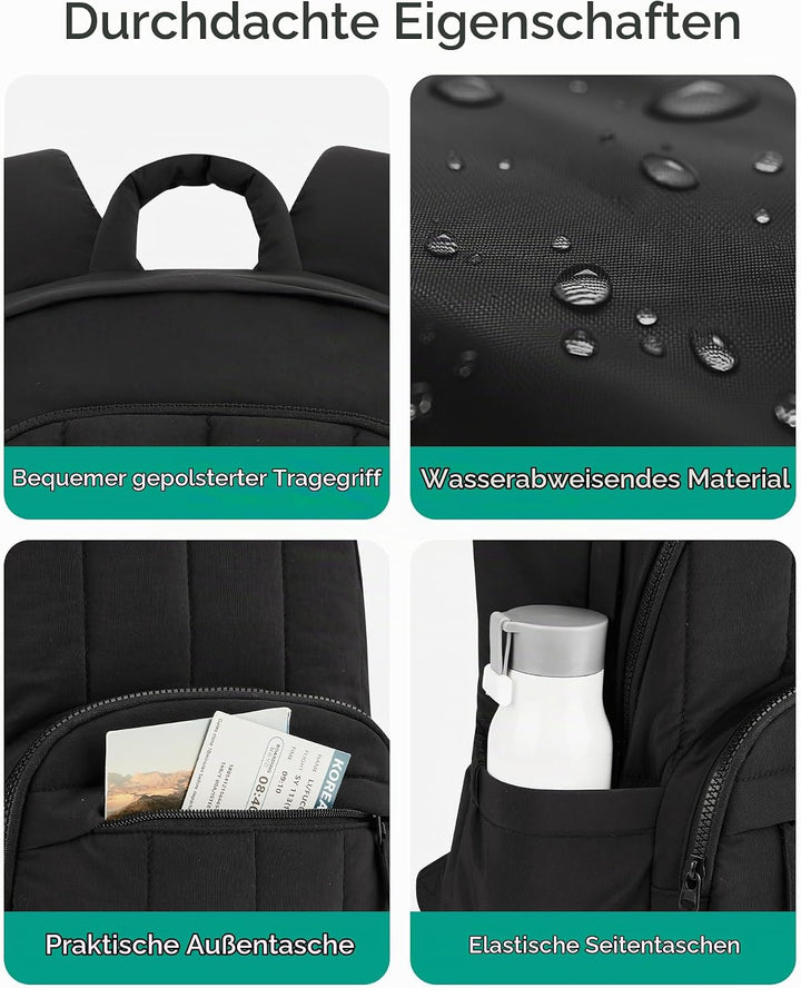 Bagsmat Puffer Laptop Rucksack Damen, Reiserucksack Schulrucksack Teenager, Gesteppte College Arbeit