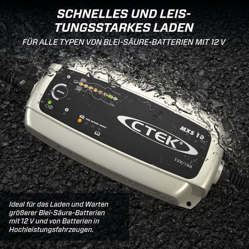 CTEK MXS 10, Batterieladegerät 12V Für Grössere Fahrzeugbatterien, Boot, Wohnwagen,Wohnmobil Ladeger