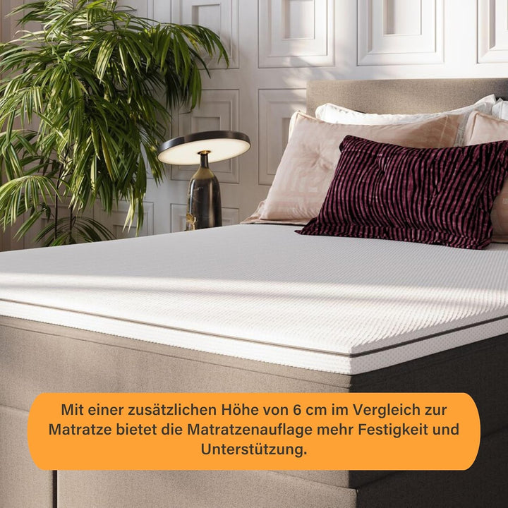 Emma Premium Matratzen Topper, 6cm dick, wendbarer HRX-Schaum für anpassbaren Komfort, Atmungsaktiv