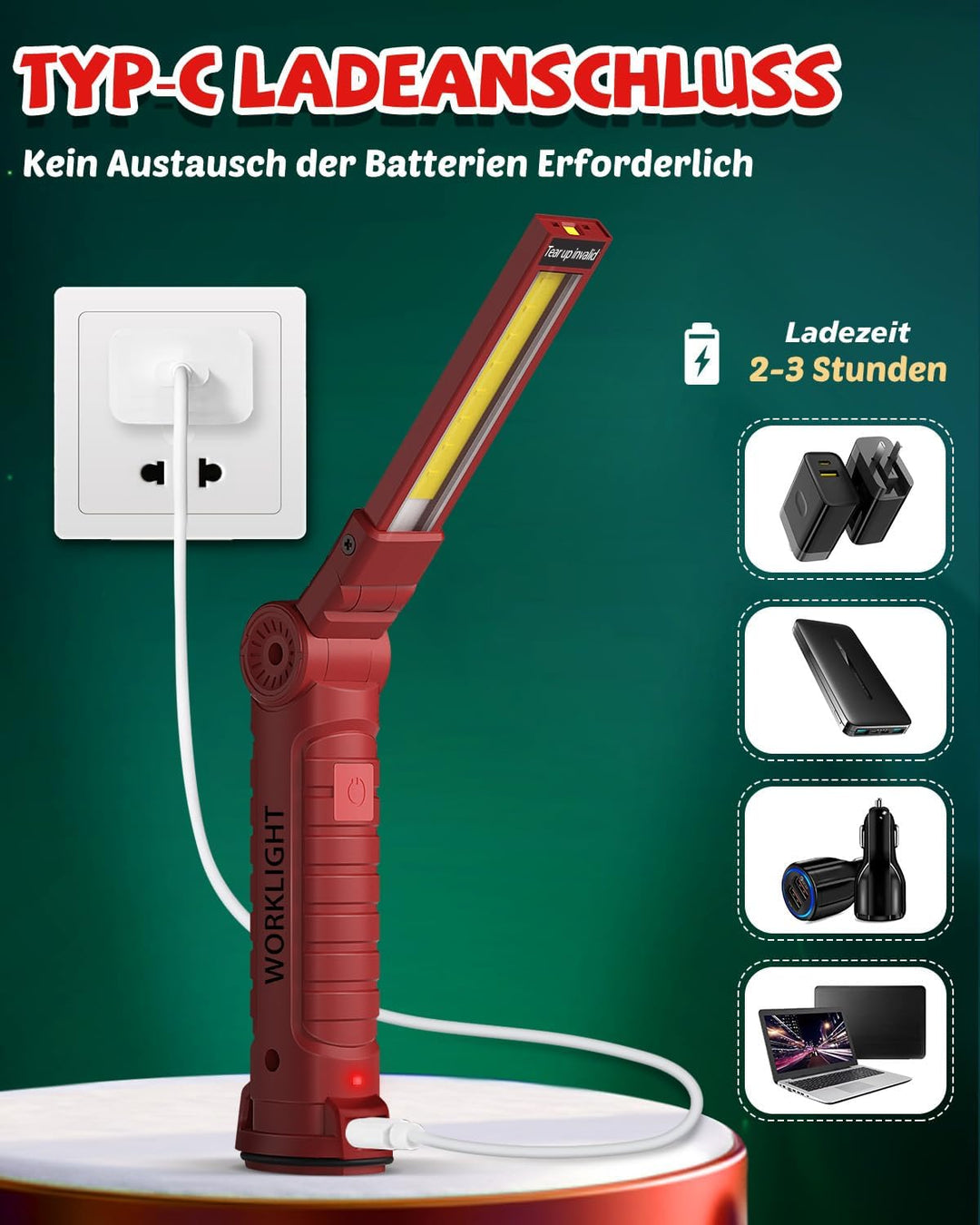Coquimbo LED Arbeitsleuchte Werkstattlampe, Taschenlampe Aufladbar Werkstatt Handlampe Geschenke für