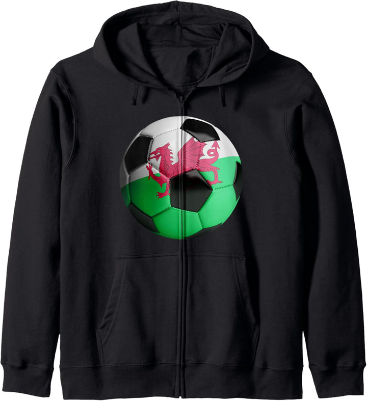 Fussball mit Flagge von Wales Kapuzenjacke