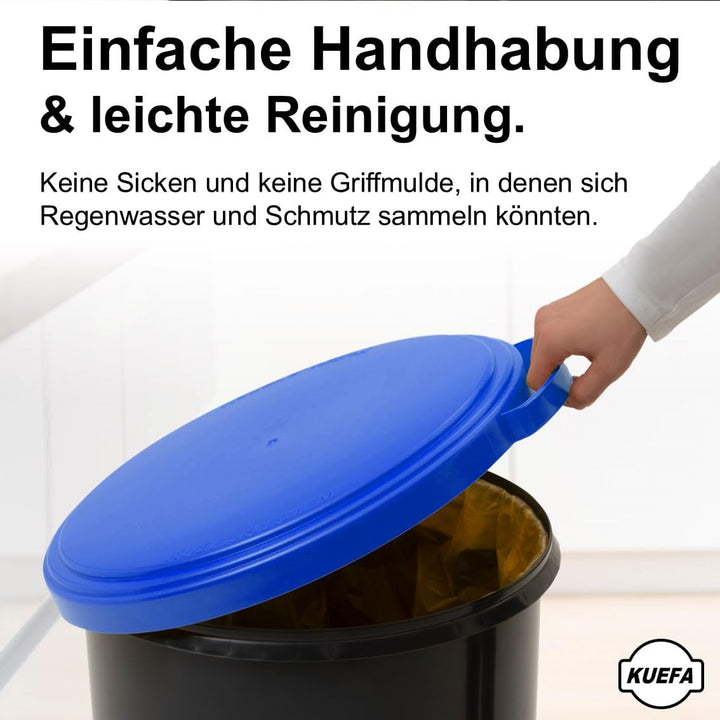 KUEFA 60L Müllsackständer mit flachem Deckel - Gelber Sack Mülleimer (Blau), Blau