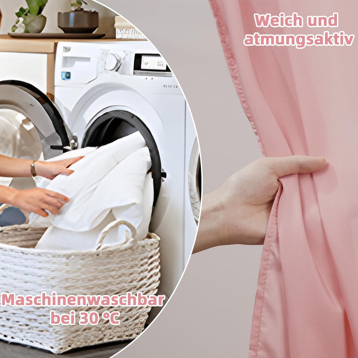 Hausbett Himmel mit Lichterkette Deko 2 Stück 135 x 350 cm Rosa | Baldachin Hausbett Vorhang,Betthim