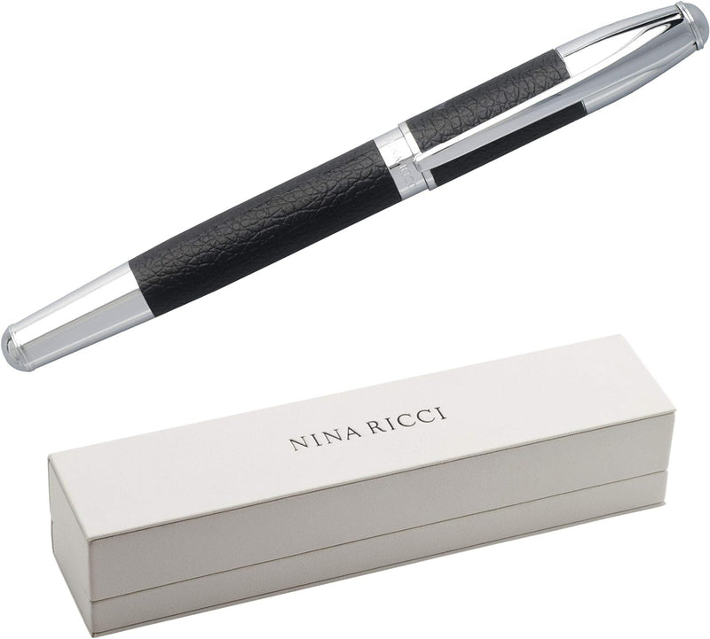 Nina Ricci Luxus Tintenroller Embrun, Premium Schreibstift Schwarz mit schwarzer Tinte