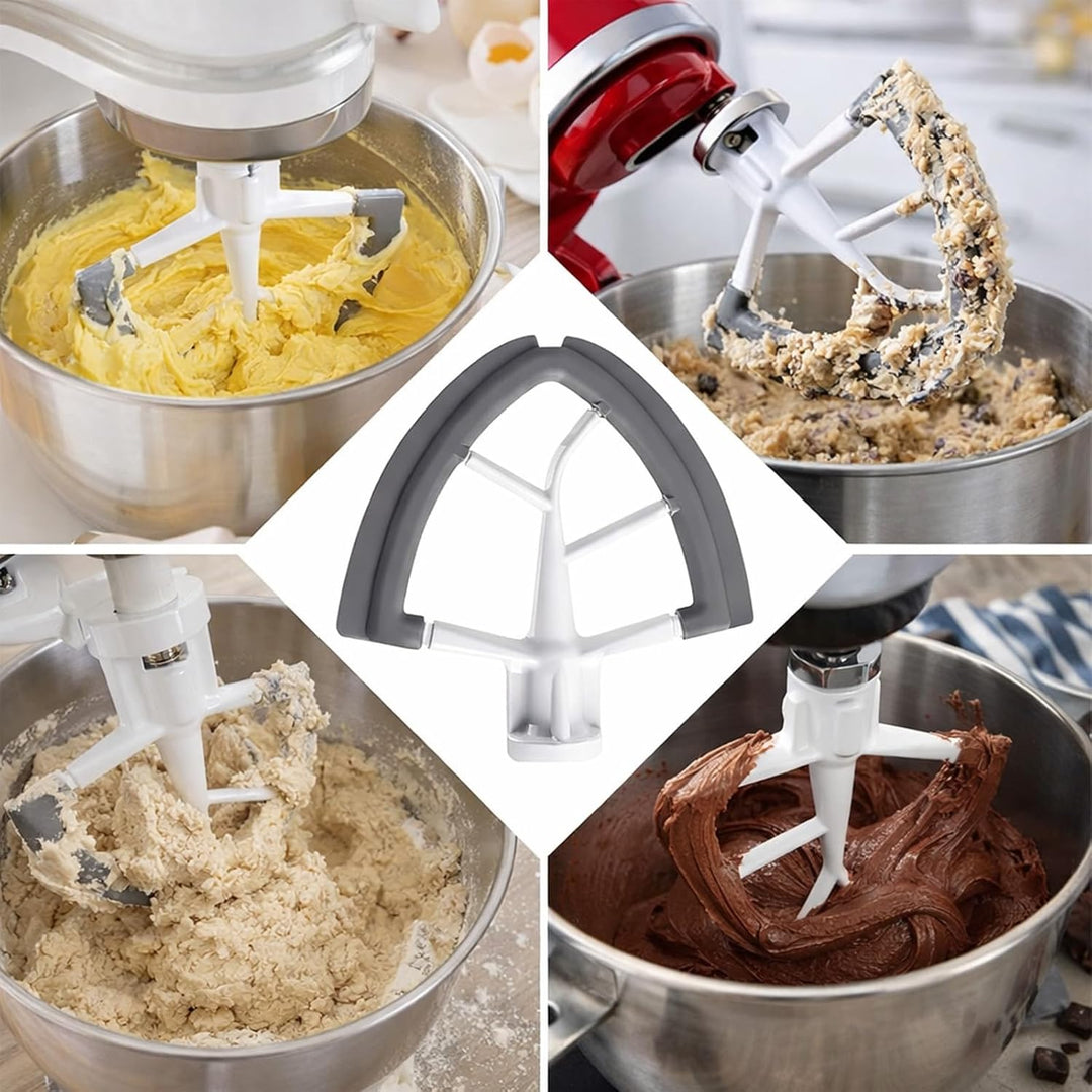 Flex Edge Schlägel für KitchenAid 4.5-5QT, Lebensmittelechter Flachrührer mit Silikon-Kanten & 2 Kab