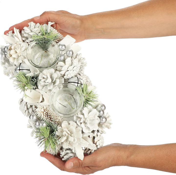 com-four® Teelichthalter - dekorativer Kerzenständer für Weihnachten und Herbst - Kerzenhalter mit n