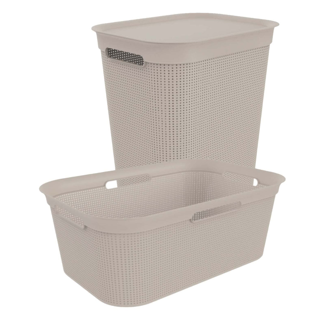 Rotho Brisen Wäscheset 2tlg. 50l, 41l, Kunststoff (PP) BPA-frei, cappuccino, 50l, 41l Beige, Beige