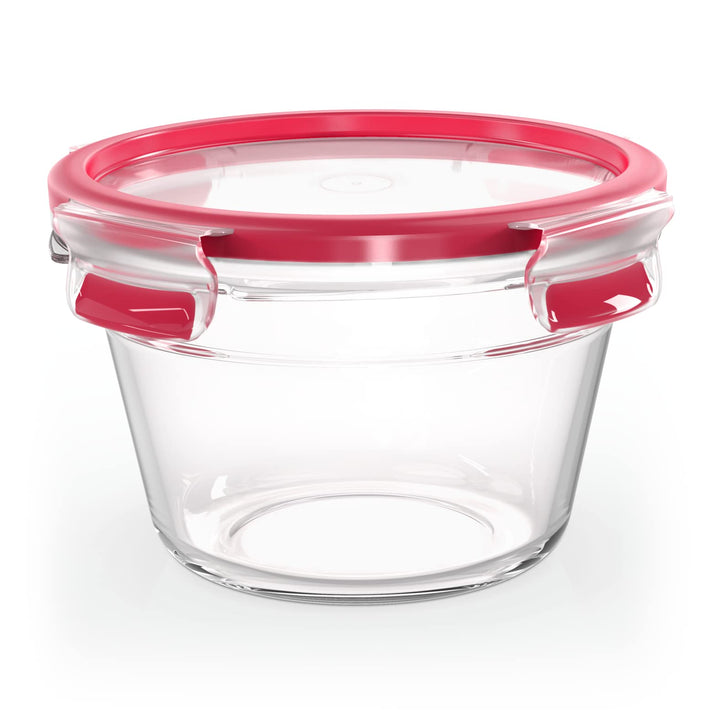 EMSA Clip & Close Glas Frischhaltedose, rund, 0,9 L, 100 Prozent dicht, rutschfestes Stapeln, Glasbe