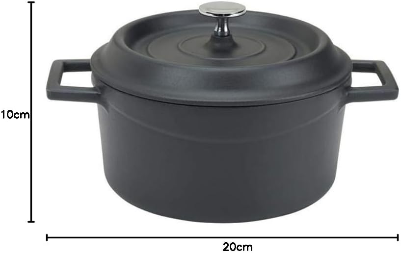 Pentole Agnelli COGHSRP10420M Topf mit Griffen und Deckel, Gusseisen, Mattschwarz, 2,6 l 2.6 litri M