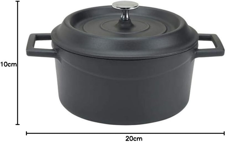 Pentole Agnelli COGHSRP10420M Topf mit Griffen und Deckel, Gusseisen, Mattschwarz, 2,6 l 2.6 litri M