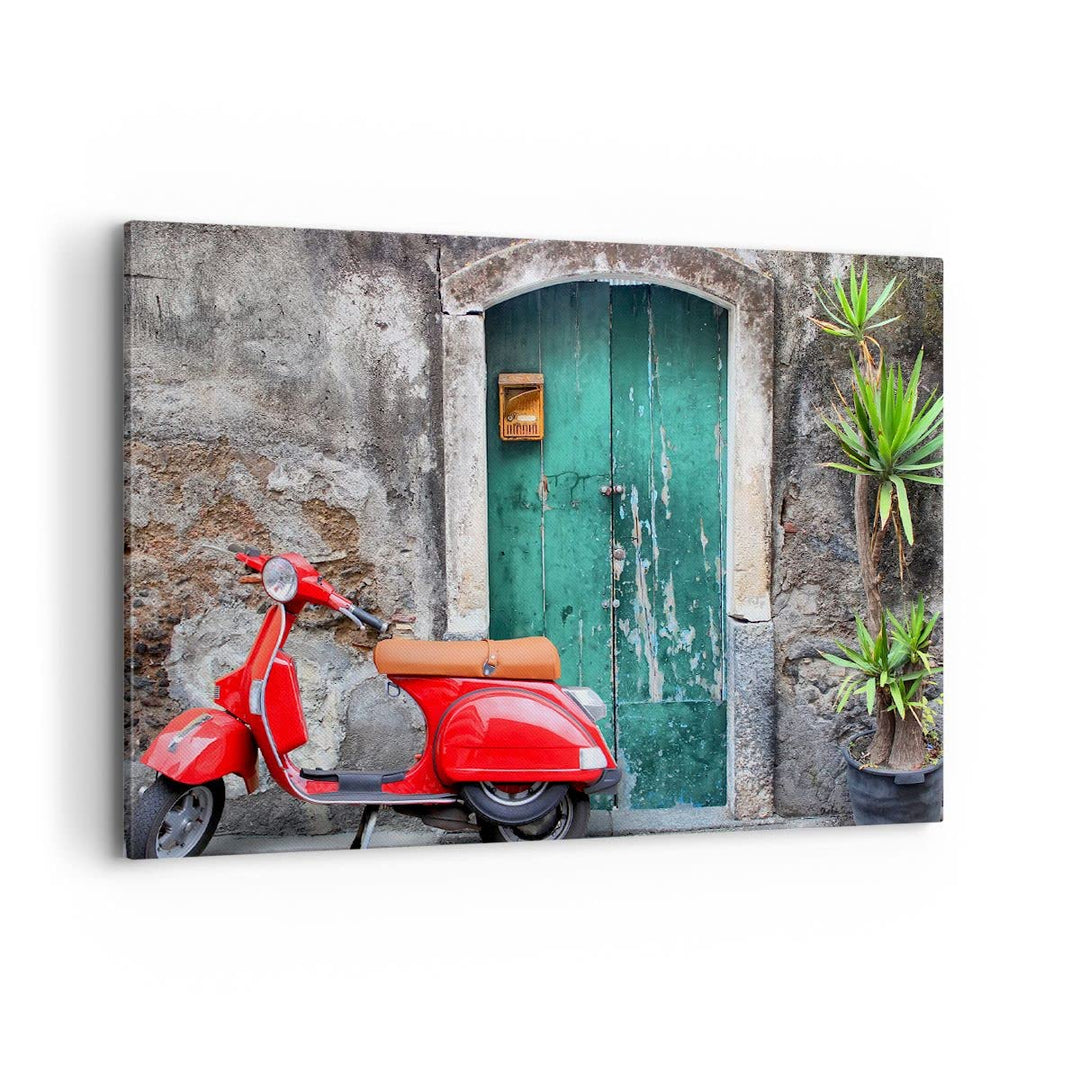 Bilder auf Leinwand 100x70cm Leinwandbild Scooter transport italien retro Gross Wanddeko Bild Schlaf