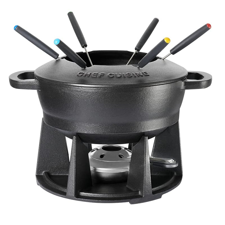 Chef Cuisine Gusseisen Fondueset, Fondue-Topf und Fondue-Gabeln für 6 Personen ca. 2,2 Liter