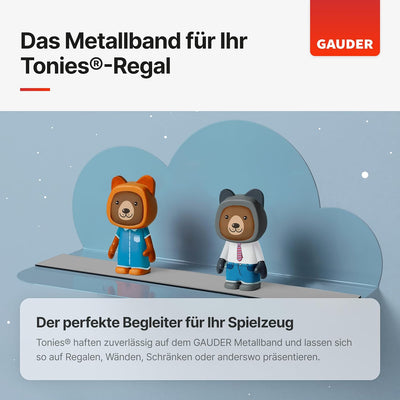 GAUDER Metallband selbstklebend grau I Ideal für Tonies®-Figuren & -Regale I Ferroband I Magnetband