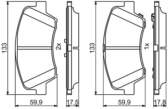 Bosch BP1707 Bremsbeläge - Vorderachse - ECE-R90 Zertifizierung - vier Bremsbeläge pro Set