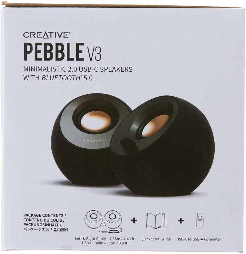 Creative Pebble V3 Minimalistischer 2.0-USB-C-Desktop-Lautsprecher mit USB-Audio, Clear Dialog, Blue