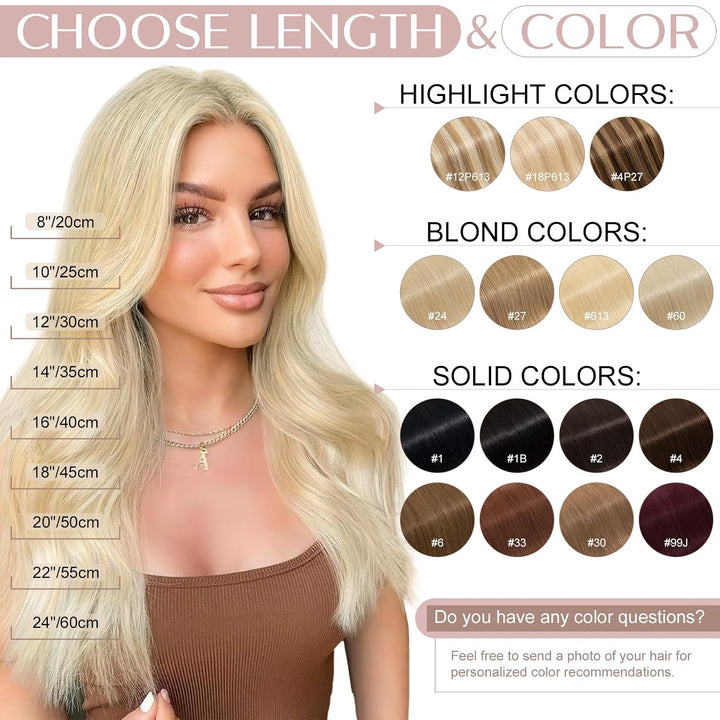 SEGO Clip in Extensions Echthaar 45cm Haarverlängerungen 1 Tresse 5 Clips Haar Haarverdichtung Haart