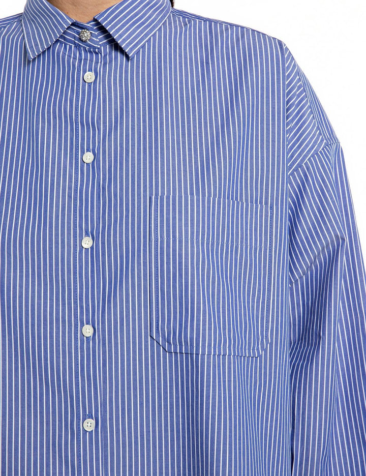 Replay Damen Bluse XXS 010 Blue/White, XXS 010 Blue/White