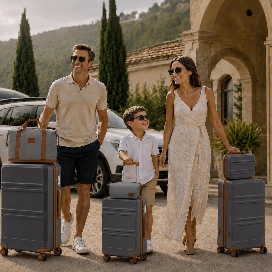KONO Kofferset Reisekoffer Set Gepäcksets 6 Teilig, Koffer Set mit Beautycase Kosmetikkoffe mit Hand