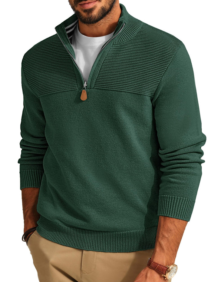 PaulJones Troyer Pullover Herren Strickpullover mit Reissverschluss und Stehkragen Arbeitspullover S