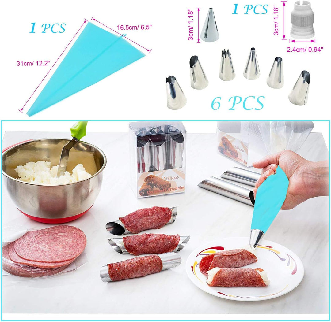 Woohome 41 Stück Cannoli Backform Set, Backen Edelstahl Rolle Horn Formen Konische Dänische Gebäck C