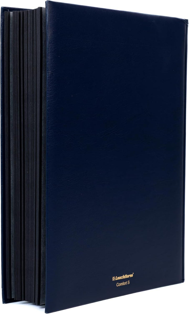 Leuchtturm 314718 Briefmarken-Sammelalbum Comfort - DIN A4, 64 Seiten, Pergaminstreifen, wattierter