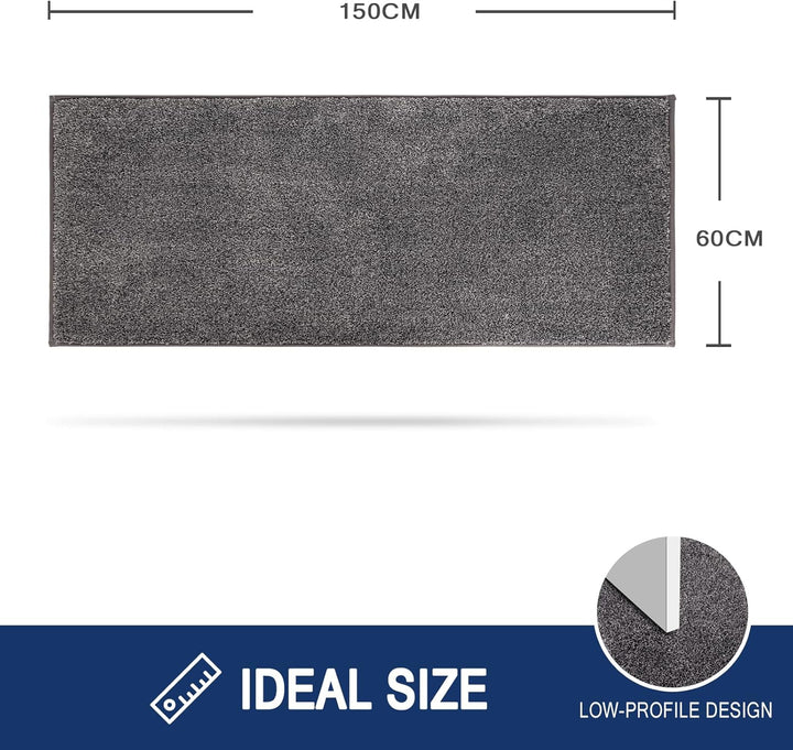 FCSDETAIL Schmutzfangmatte Innen Lang 60 x 150 cm, rutschfeste waschbare Fussmatte, absorbierend Tür