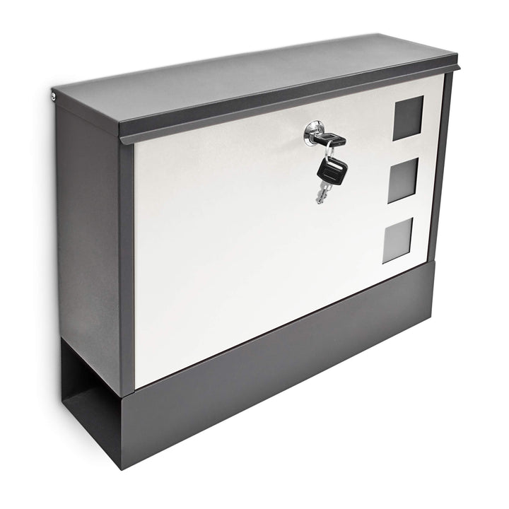 Design Briefkasten Metall 36x30cm Schwarz-Weiss, Schwarz-weiss